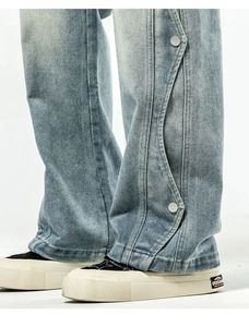 Fashion Loose Wash Side Buckle <b>Drawstring</b> Hip Hop Casual Oversized <b>Jeans</b> for <b>Men</b> and Women - Product Image 6
