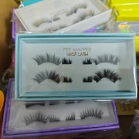 Lot de 2 paires de faux cils demi-bande, en poils synthétiques imitation vison, volume 3D, naturels, épais, sans cruauté animale