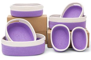 Petit panier rectangulaire avec poignées pour <span class=keywords><strong>étagère</strong></span>s jouet panier de rangement tissé en <span class=keywords><strong>corde</strong></span> de coton naturel pour l'organisation - Product Image 4