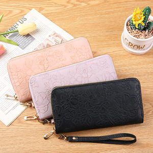 Women's Hand Painted Floral Embossed Leather Wallet Long Wallet Credit Card Holder with Coin Clutch Purse <b>Simple</b> Trendy Design - Product Image 3