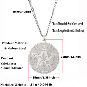 Collana con Ciondolo in Acciaio Inossidabile Finemente Lucidato, Amuleto Stella di Salomone con Pentagramma e Nome di Dio Tetragrammaton, Sigillo della Cabala - Product Image 5