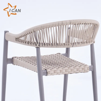 Chaises empilables de patio de vente chaude meubles de jardin chaises de salle à manger en osier chaises de corde d'accoudoir de restaurant de rotin