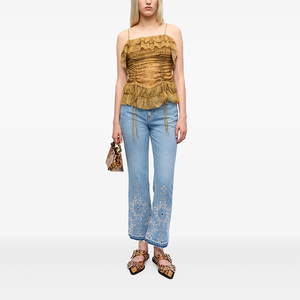 Pantalones vaqueros de cintura alta para mujer con bordado de pedrería, diseño hueco, transpirables, estilo casual, <span class=keywords><strong>sexy</strong></span>, streetwear, <span class=keywords><strong>jeans</strong></span> de verano con dobladillo sin rematar - Product Image 2