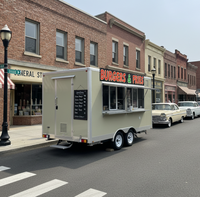 Camion de restauration rapide mobile personnalisé en fibre de verre, neuf, entièrement équipé pour café de rue, hamburgers, glaces, crêpes et frites
