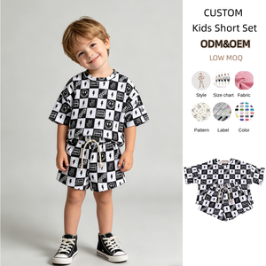 Ensemble de vêtements pour bébé garçon cool et décontracté, <span class=keywords><strong>t</strong></span>-<span class=keywords><strong>shirt</strong></span> surdimensionné en coton et short, tenue 2 pièces pour bébé - Product Image 1