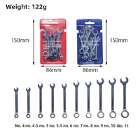 Lot de 10 clés à douille ouvertes double extrémité métriques/im impériales, mini clés Torx, clés de poche OEM en acier au chrome vanadium