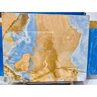 Dalle d'onyx bleu naturel de luxe de taille personnalisée pour mur de fond comptoir de cuisine plancher de salle de bain table basse