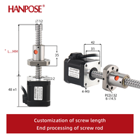 HANPOSE Nema17 Motor Stepper Sekrup Bola 17HS8401S-SFU1204 300mm 0.52N.M Motor Stepper untuk Printer 3D & Mini CNC