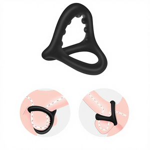 वयस्क उत्पाद पुरुष हस्तमैथुन समय देरी त्रिकोण डबल परत विरोधी स्खलन लॉक शुक्राणु की अंगूठी नरम सिलिकॉन लिंग प्रशिक्षक - Product Image 2