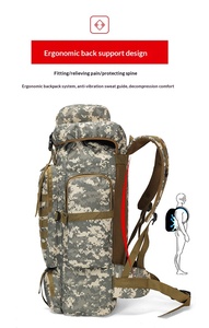 Sac à dos tactique pour homme 80L en tissu Oxford imperméable pour la randonnée, l'alpinisme et les voyages - Product Image 6