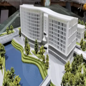 Projeto modelo arquitectónico da construção do escritório, modelo residencial arquitectónico da construção com impressão do sistema de iluminação 3D