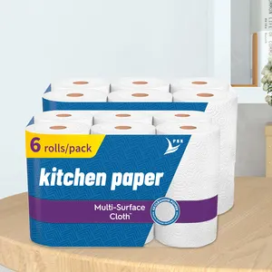 Offre Spéciale OEM Papier de cuisine gaufré Rouleau de mouchoirs de cuisine 2 plis Couche Papier de cuisine