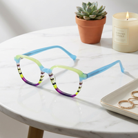 Lunettes de lecture en acétate à rayures dégradées multicolores, style 2025, design artistique pour les lecteurs amateurs d'art, lunettes