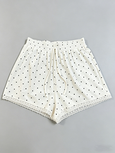 Women's New Arrival Polka Dot Lace Trim <strong>Black</strong> High Waist A-line <strong>Skort</strong>, Anti-See-Through Casual Outerwear Shorts - Product Image 2