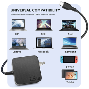 65W USB C xách tay AC <span class=keywords><strong>Adapter</strong></span> 5.75ft Cáp SCP PD 3.0 tương thích phổ Máy Tính Xách Tay sạc cho MacBook Dell Lenovo sạc máy tính xách tay - Product Image 6