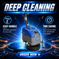 Sikat Pembersih Lantai Mini Portabel Dorong Manual Berpendingin Air Dingin 24V 80Ah Bertenaga Baterai Ultra Ringkas