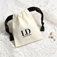 Sac en toile de coton personnalisé avec logo imprimé, beige, pour bijoux, chaussures, emballage cadeau, sac anti-poussière en tissu écologique, vente en gros