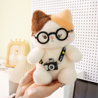 Boneka Kucing Tiga Warna Super Lembut Isi Kapas PP Ukuran Dapat Disesuaikan 11-30cm Teman Anak untuk Menghilangkan Stres Penggunaan di Meja