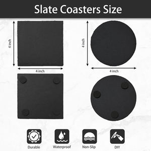 STARUNK Vente en gros de sous-verres en pierre <span class=keywords><strong>d</strong></span>'<span class=keywords><strong>ardoise</strong></span> noire 4 mm carrés antidérapants écologiques faits à la main en vrac pour tables basses et cadeaux - Product Image 4