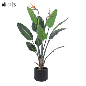 في الأماكن المغلقة في الهواء الطلق طيور بلاستيكية محفوظ بوعاء نباتات الجنة من شجر الموز والنخيل للمسافرين - Product Image 2