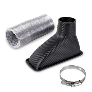 Carbon Fiber Air Intake Duct Square Round Universal Car Upgrade With <b>Clamp</b> - Product Image 1