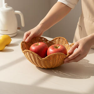 ตะกร้าหวายสานทำมือ สีน้ำตาล เป็นมิตรกับสิ่งแวดล้อม สำหรับใช้ในบ้าน ห้องนั่งเล่น โต๊ะกาแฟ ถาดใส่ขนม - Product Image 3