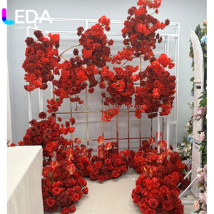 Centros de Mesa LED para Boda, Flores Rojas, Bola de Flores Borgoña, Centros de Mesa de Seda Artificial, Anturio Rojo con Amaranto Colgante - Product Image 6