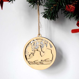 Échantillons Gratuits Pendentifs en Bois 3D de Noël Décoration de Noël pour la Maison Flocon de Neige Cerf Décoration d'Arbre de Noël Pendentif en Bois - Product Image 6
