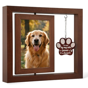 Cornice Portafoto Rotante in Legno a Forma di Zampa per Ricordo di Cani e Gatti Deceduti, Regalo Commemorativo per Animali Domestici, Contiene Foto 10x15 cm - Product Image 1