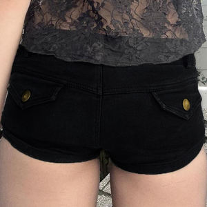 Microfaldas estilo punk Y2K, transpirables, con remaches, cintura ajustable, corte regular, color liso, shorts cortos. - Product Image 4