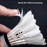 Volants de badminton JINFAR Pro en plumes d'oie, haute durabilité, niveau de tournoi Lingmei 90pro, lot de 12