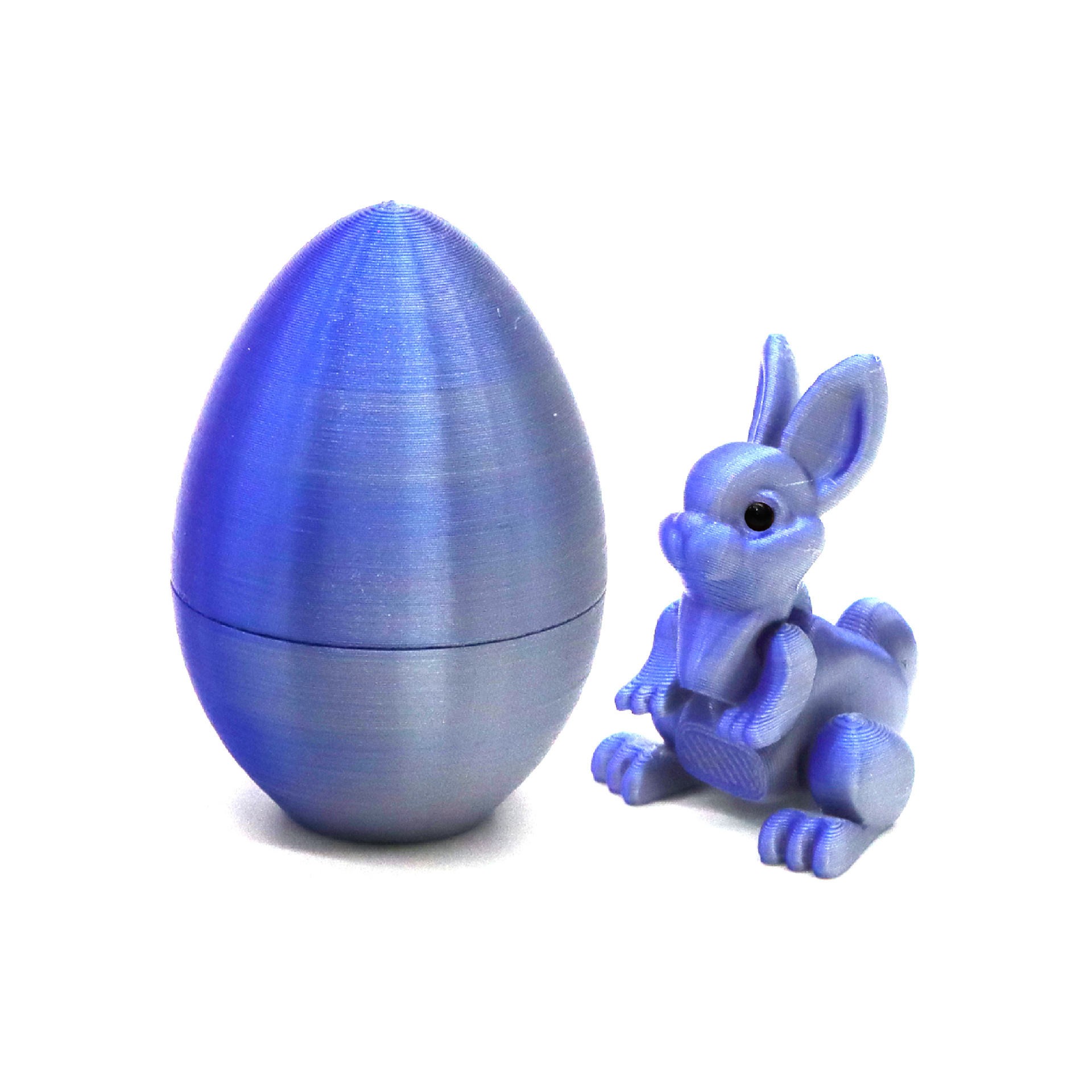 4cm hinge rabbit round egg-blue-silver gradient