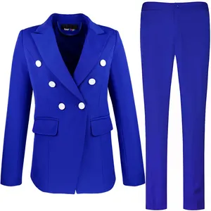 चिकनी भारी उच्च-गुणवत्ता 3 टुकड़ा सूट डबल-छाती औपचारिक पंत सूट कार्यालय लेडी वर्दी डिजाइन महिलाओं जैकेट और पतलून