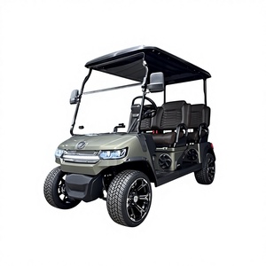 Voiture de golf électrique 4 roues, batterie lithium 24V, double moteur 400W, style moderne, toit noir, lumières LED bleues - Product Image 1