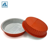 ALCHN 1500ml 9,5 in Schwarz gold Runde Einweg-Aluminium folien platte Lebensmittel behälter Pizza Pie Kunafa Pan Tray mit Haustier deckel