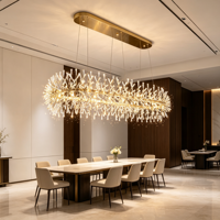 Lustre rond moderne VH en cuivre et cristal pour la maison, le bureau, le restaurant, l'hôtel, le bar - Éclairage intérieur LED à hauteur réglable