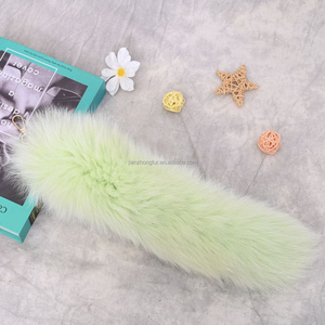 Llavero de piel de cola de zorro Real esponjoso y accesorio de decoración para niñas - Product Image 5