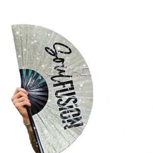 New Arrival Custom Logo Printed Large Folding Bamboo Hand Fan Portable Clacking Dance <b>Gift</b> for Festivals Painted Technique - Product Image 2