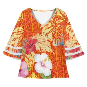 Camicia hawaiana stampata su misura <span class=keywords><strong>arancione</strong></span> con foglia di Monstera tropicale elegante <span class=keywords><strong>camicetta</strong></span> in Chiffon da donna Vintage top e camicette - Product Image 1