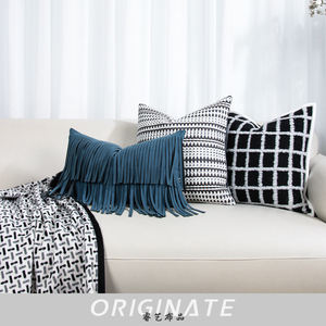 RUIYI غطاء وسادة أريكة فاخرة عالية الجودة خط أزرق الشمال نمط هندسي ذاكرة ساخنة ميزة رمي وسادة الجمع - Product Image 2