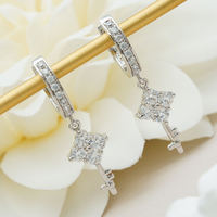 14K gouden diamanten sleutelhangende oorbellen 1.22ct laboratoriumdiamant pavé klauwbevestiging Franse draad cadeaujuwelen