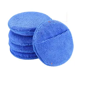 超柔软超细纤维涂蜡垫蓝色泡沫海绵，带手指口袋超细纤维涂蜡泡沫海绵