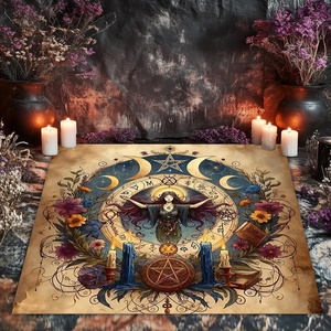 Hot Sale Mysterious Moon Phase Altar Tablecloth Five Star Tarot <strong>Black</strong> Oracle Mat Square Polyester Geometric Pattern <strong>Table</strong> <strong>Cover</strong> - Product Image 3