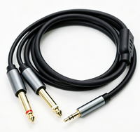 Kabel Splitter Y 3.5mm 1/8" TRS ke Dual 6.35mm 1/4" TS Mono Stereo