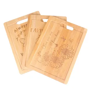 Tabla de cortar de madera de bambú impresa personalizada, tabla de cortar de frutas de cocina casera personalizada