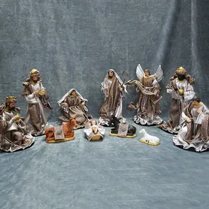 Figurines de noël créatives américaines, décoration de la maison, ensemble de 11 Statue de famille religieuse