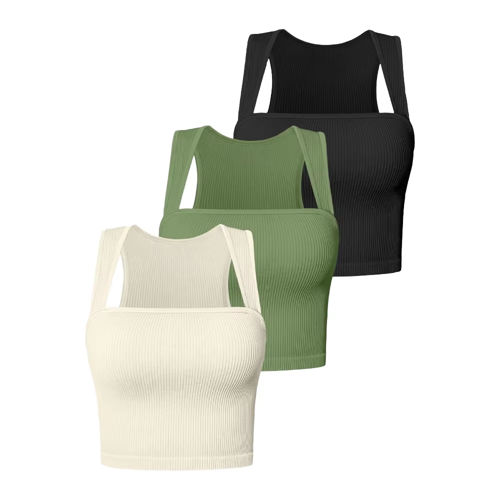 Women Square Neck Fitted Athletic Shirt Fashionable Running Fitness Breathable Sports Activewear Outdoor Gym Yoga Sleeveless Top