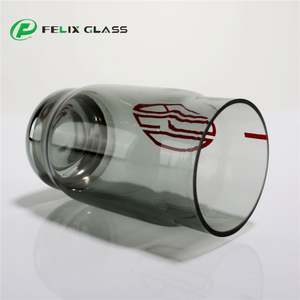 OEM Handmade Industrial Borosilicate 3.3 Colors Cylinder <b>Lampshade</b> Smoke <b>Grey</b> Glass Custom Logo Polished Edge Eco-Friendly for - Product Image 4