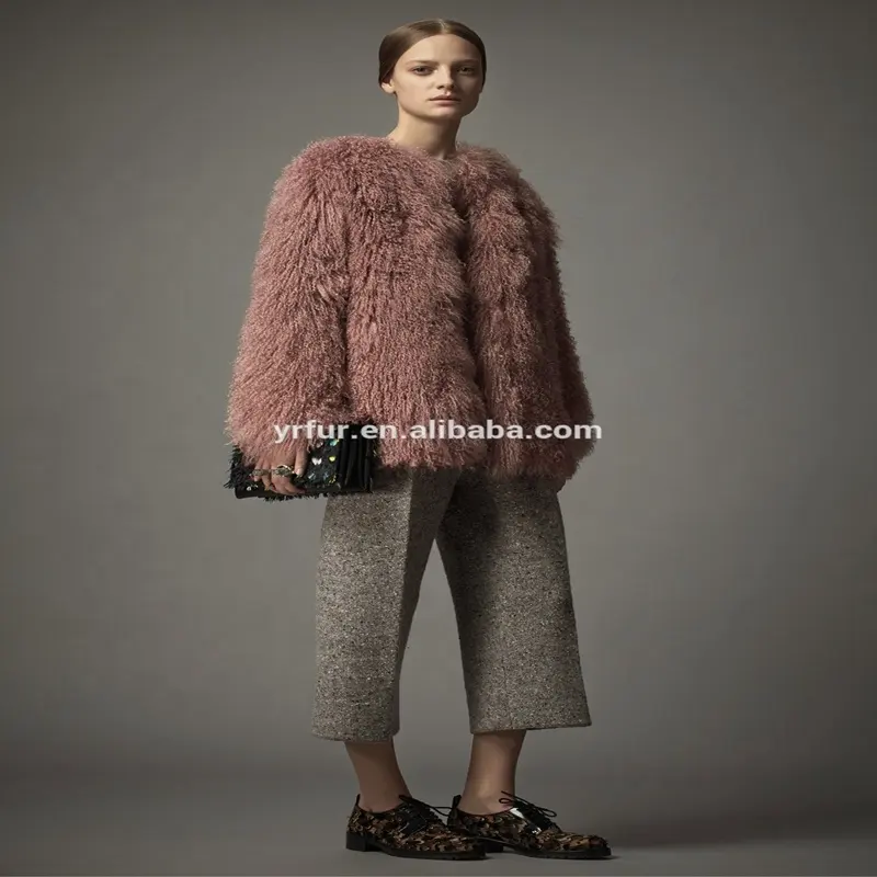 YR439 YR kürk Moğol Kuzu Kürk Ceket/Kadın Kış sıcak Gerçek Kürk Ceket Çin Fabrika