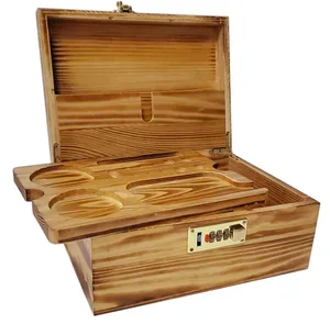 Large wooden Box with Combination Lock Decorative box for Home Storage Box